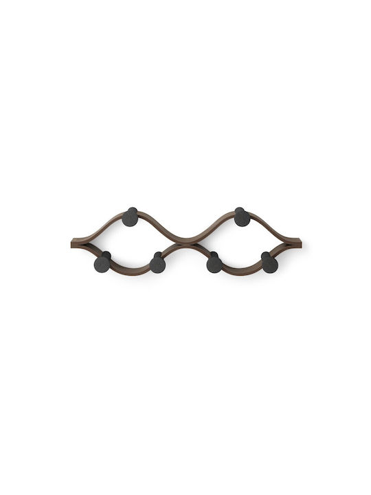 Umbra Wandhalterung Hölzernes 6 Haken Schwarze 51x15x6cm