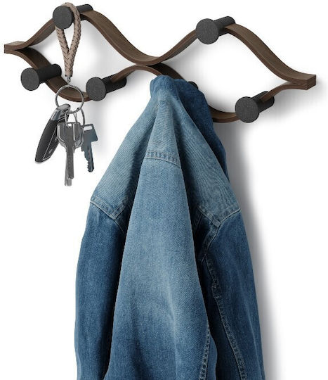 Umbra Wooden Wall Hanger 6 Hooks Black 51x15x6cm