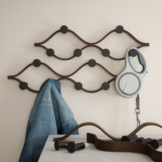 Umbra Wooden Wall Hanger 6 Hooks Black 51x15x6cm