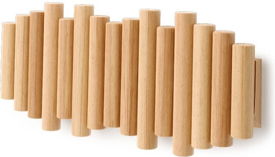 Umbra Wall Hanger Picket Rail Hook Natural Wooden 5 Hooks Beige 38x4.4x16.5cm
