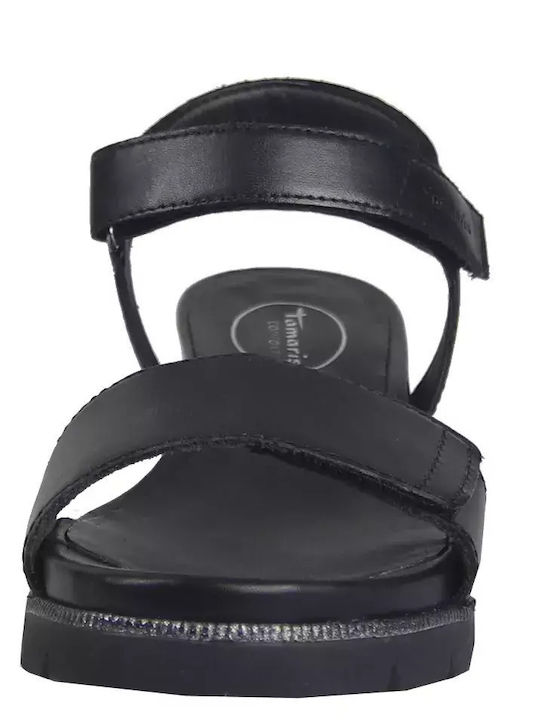 Leather Women's Flat Sandals Black