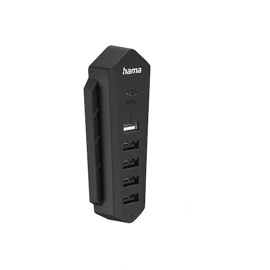 HAMA Зарядно с вграден кабел с 5 USB-A порта и USB-C порт Черен (00054406)