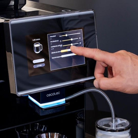 Cecotec Cremmaet Touch Αυτόματη Μηχανή Espresso 1500W Πίεσης 19bar για Cappuccino με Μύλο Άλεσης Μαύρη 01803