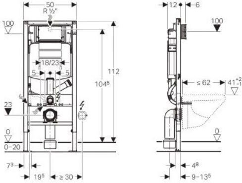 Geberit Sigma Built-in Plastic Low Pressure Rectangular Toilet Flush Tank