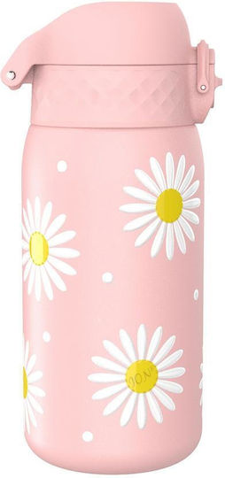 Ion8 Kids Water Bottle Stainless Steel with Straw Non Spill Pink 400ml