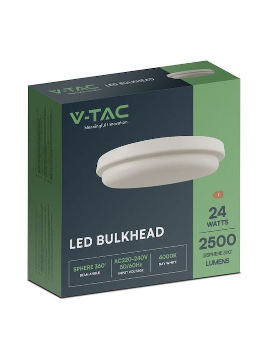 V-TAC Плафониера за Външен Таван с Вградено LED в Бял Цвят 23597