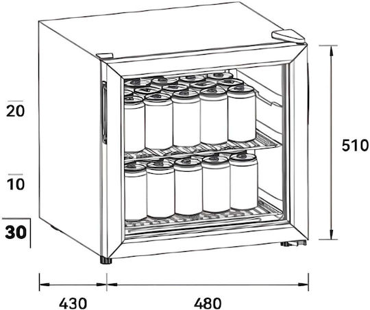 Elmark Single Beverage Refrigerator 40lt H51xW48xD43cm