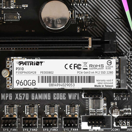 Patriot P310 SSD 960GB M.2 Type with PCI Express 3.0 Connection