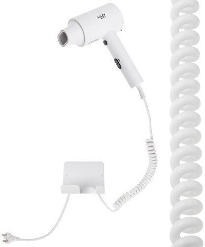 Adler White Hotel Hair Dryer 2kW with Spiral Cable up to 168cm