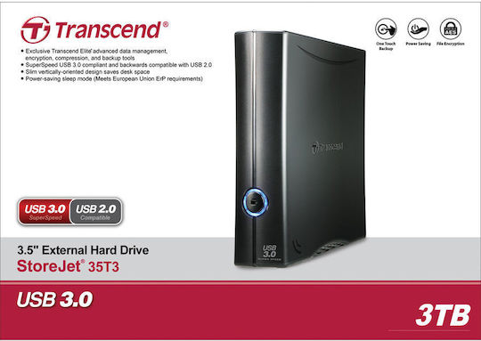 Transcend StoreJet 35T3 USB 3.0 Externe HDD 4TB 3.5" Schwarz