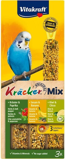 Vitakraft Kräcker Trio-Mix Food Sticks for Budgerigars Στικς Ακτινίδιο / Βότανα / Σουσάμι 3τμχ 90gr