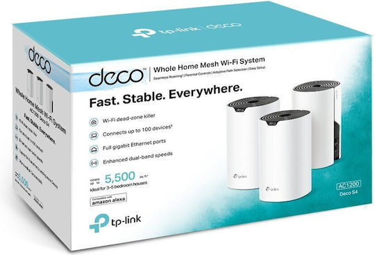 TP-LINK Deco S4 v1 WiFi Mesh Network Access Point Wi‑Fi 5 Dual Band (2.4 & 5GHz) σε Τριπλό Kit