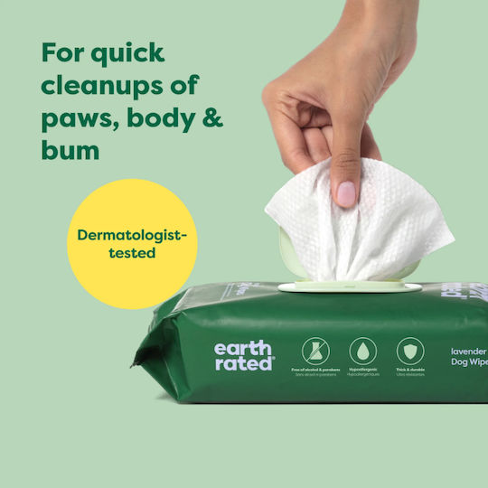 Earth Rated 100 Dog Wipes for Foot Cleaning with Chamomile Alcohol Free