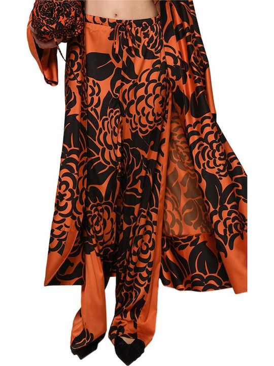 Women's Fabric Trousers Orange