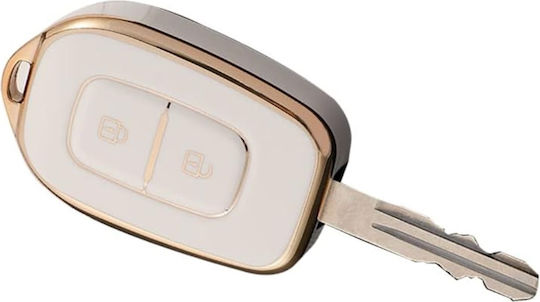 Car Key Cover Case made of for Dacia / Renault in White Color