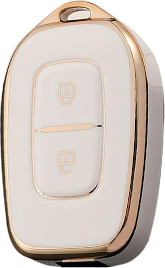 Car Key Cover Case made of for Dacia / Renault in White Color