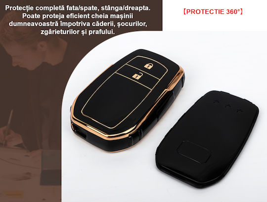 Husă Cheie din Silicon cu 2 Butoane pentru Toyota în Culoarea Negru
