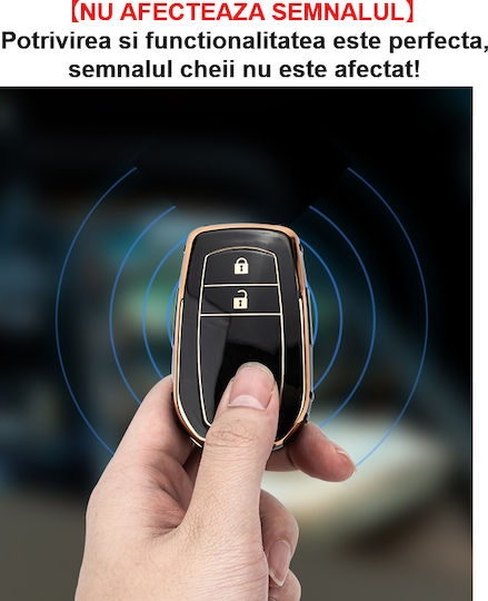 Husă Cheie din Silicon cu 2 Butoane pentru Toyota în Culoarea Negru