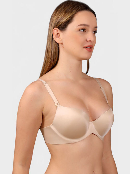 Μπεζ Strapless Σουτιέν Push Up