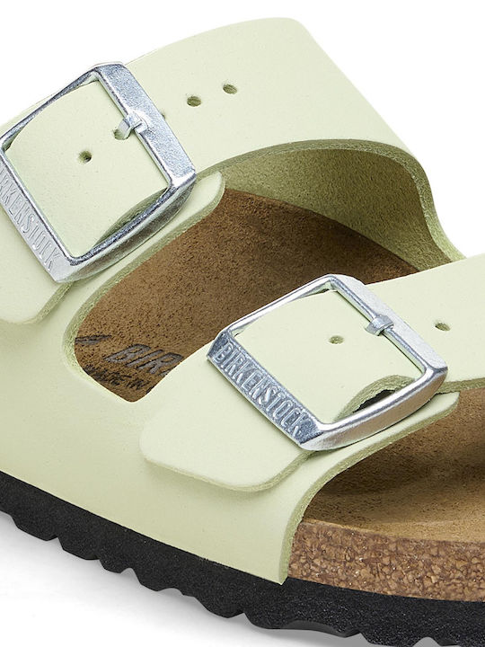 Arizona Nubuk Leather Δερμάτινα Γυναικεία Σανδάλια Πράσινα Narrow Fit