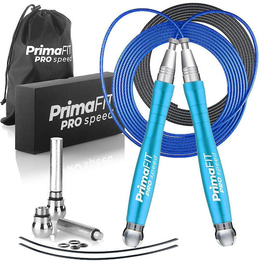 PrimaFit Springseil Fitness mit Gewicht 3m Blau mit einstellbarer Länge