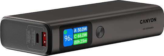 Canyon OnPower 230 20000mAh 130W με Θύρα USB-A και 2 Θύρες USB-C Power Delivery Γκρι