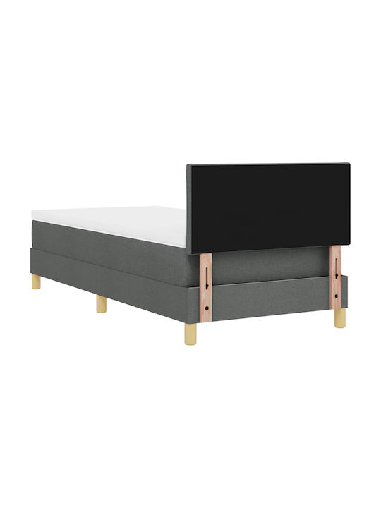 Single Upholstered Bed with Fabric Dark Gray with Mattress 90x200cm