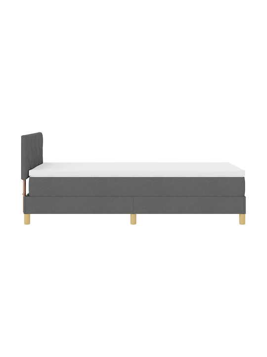 Single Upholstered Bed with Fabric Dark Gray with Mattress 90x200cm