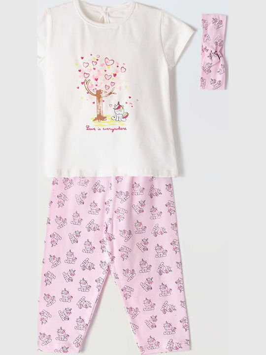 Kinder-Set mit Leggings Sommer 2Stück Cream/Lila