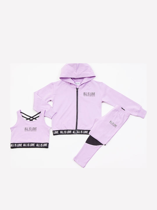 Kinder-Set mit Leggings Winter 3Stück Lilac