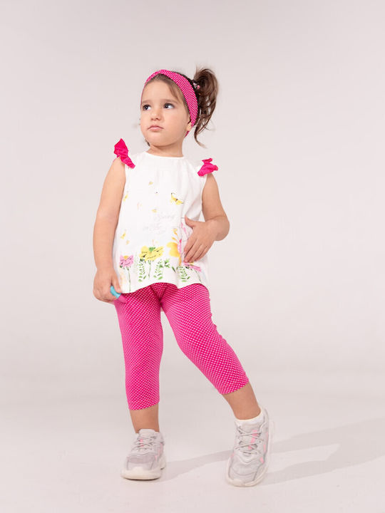 Set pentru copii cu colanți Vară 3buc Fuchsia Bluză