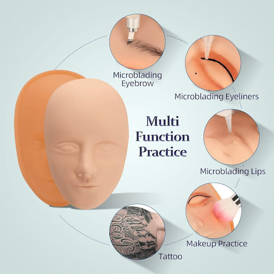 Set 3 Piese de Piele din Silicon pentru Practică de Tattoo Design Ochi 5D 1x Bază de Suport pentru Piele 5x Cremă de Îngrijire pentru Tattoo Microblading Machiaj Atomus