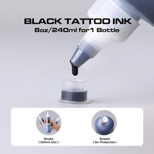Pigment Permanent pentru Tattoo 240 Ml Inks Profesionale pentru Tattoos Microblading Negru