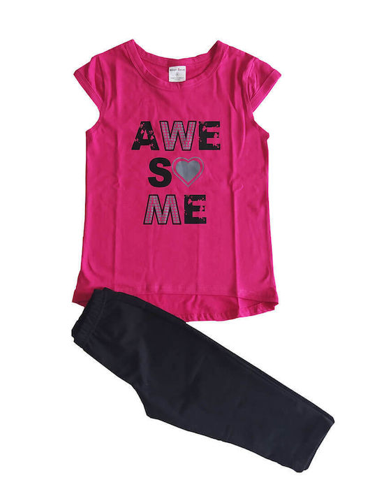 Kinder-Set mit Leggings Sommer 2Stück Fuchsia Awesome