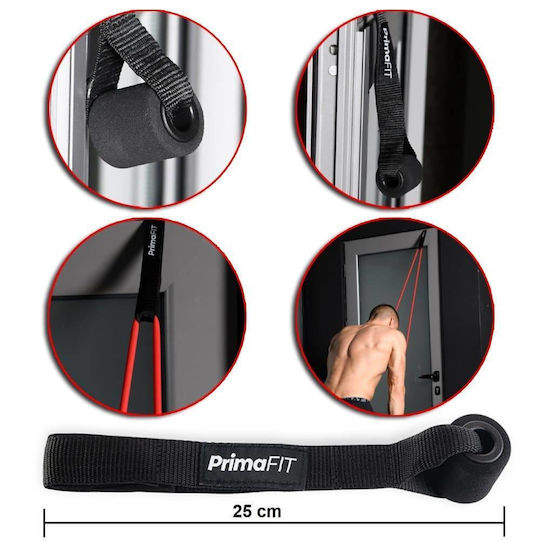 PrimaFit Лента за фитнес Gymtube Среден с дръжки Червен