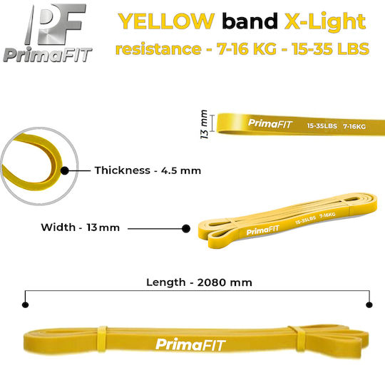 PrimaFit Λάστιχο Γυμναστικής Loop Κίτρινο 2.08m