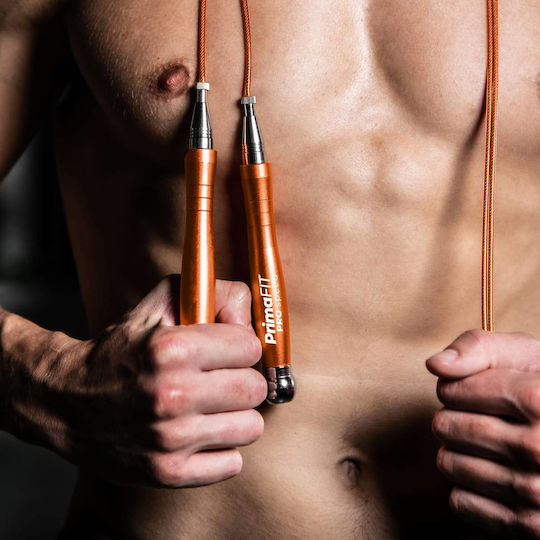 Primafit Speed Pro Jump Rope Professional 3m Adjustable 2 Bearings Extra Rope Weights 2 Protectors Aluminum Handles Carrying Bag Crossfit Boxing Mma Orange