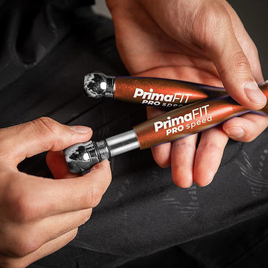 Primafit Speed Pro Jump Rope Professional 3m Adjustable 2 Bearings Extra Rope Weights 2 Protectors Aluminum Handles Carrying Bag Crossfit Boxing Mma Orange