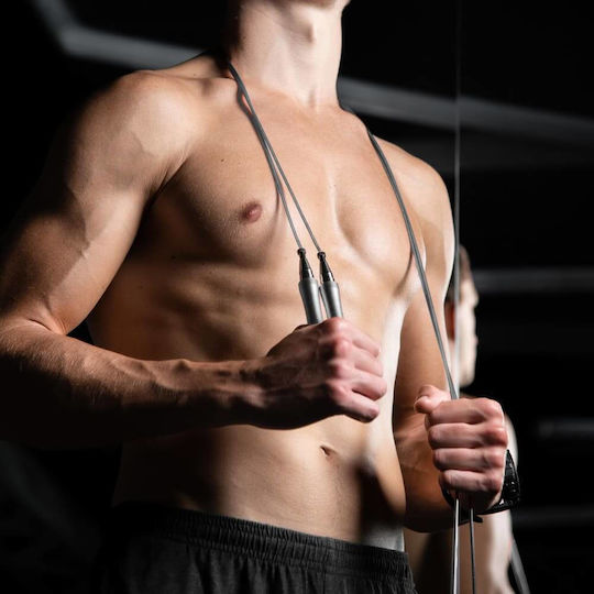PrimaFit Springseil Fitness mit Gewicht 3m Silber mit einstellbarer Länge