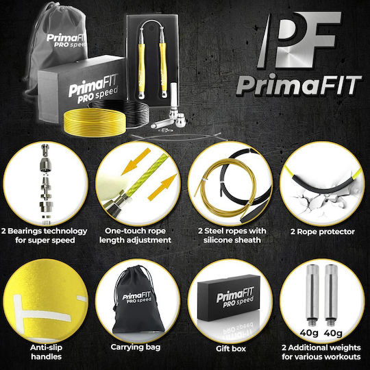 PrimaFit Springseil Fitness mit Gewicht 3m Gold mit einstellbarer Länge