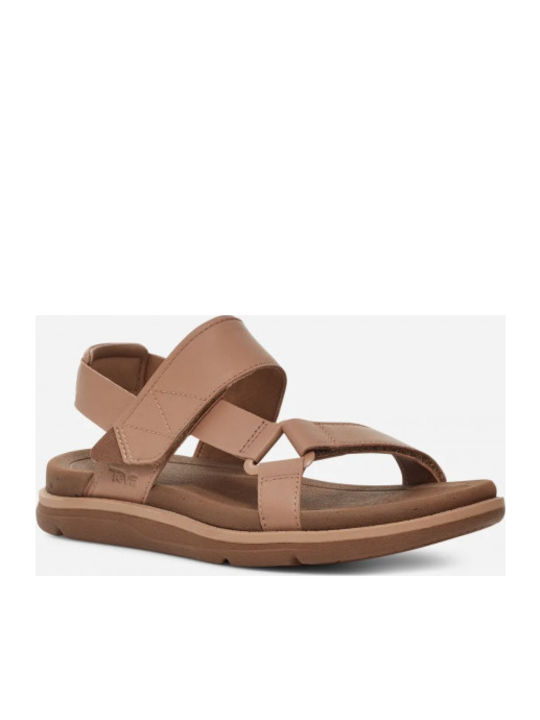 Madera Leather Women's Flat Sandals Sporty Brown