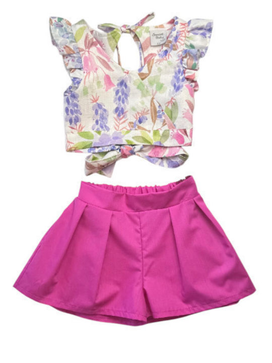 Kinder-Set mit Shorts Sommer 2Stück Fuchsia