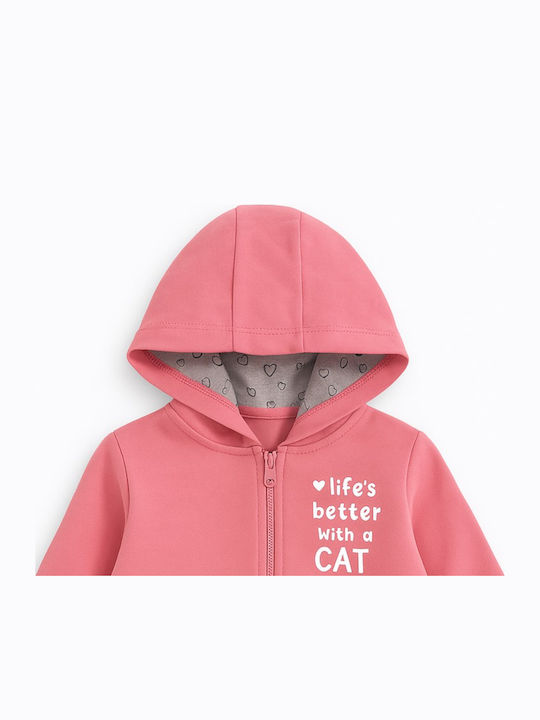Παιδική Ζακέτα με Κουκούλα Ροζ Better With A Cat