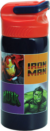 Marvel Kinder Trinkflasche Thermos Avengers Rostfreier Stahl mit Stroh 500ml