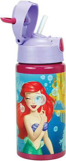 Disney Princess Kids Aluminium Thermos Water Bottle with Straw Multicolour 500ml