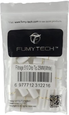 Fumytech Drip Tip 510 Filter 25mm White 20τμχ