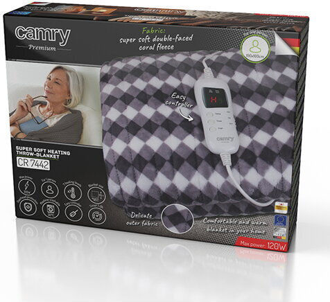 Camry Double Electric Washable Blanket with Timer White 120W 160x180cm