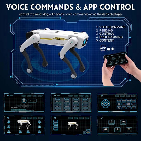 Iuni 8002 Câine Robot Inteligent Teleghidat Telecomandă Aplicație Comenzi Vocale Programabil Peste 25 Funcții Interactive Dans Povești Muzică