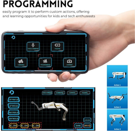 Iuni 8002 Câine Robot Inteligent Teleghidat Telecomandă Aplicație Comenzi Vocale Programabil Peste 25 Funcții Interactive Dans Povești Muzică