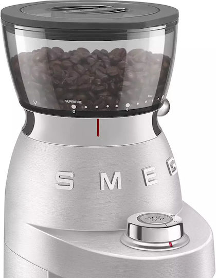 Smeg Elektrischer Kaffeemühle 150W mit einer Kapazität von 350gr und 30 Mahlstufen Silber